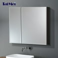 thumbnail image 1 of Taimei DIY Wall 2-Door Frameless Mirror Medicine Cabinet 30" Wx26" Hx4.5/8” D with Beveled Edges, Color Black, Bathroom Mirror Cabinet with Adjustable 2 Glass Shelves, Storage Cabinet by FOCA US, 1 of 8
