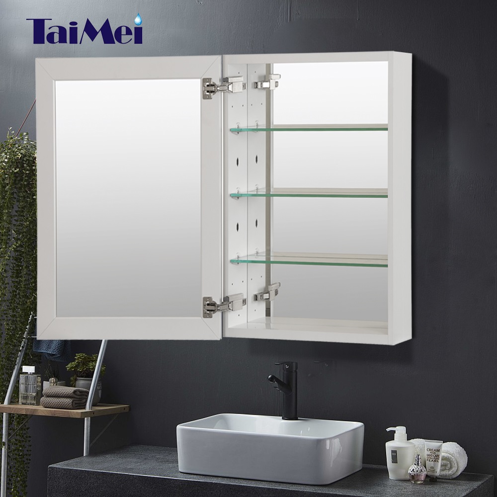 Taimei DIY Wall Frameless Mirror Medicine Cabinet 19" Wx30" Hx4.5/8” D (MMC1930-SA) with Beveled edges, Color Satin, Bathroom Mirror Cabinet with Adjustable 3 Glass Shelves, Storage Cabinet by FOCA US - image 1 of 8
