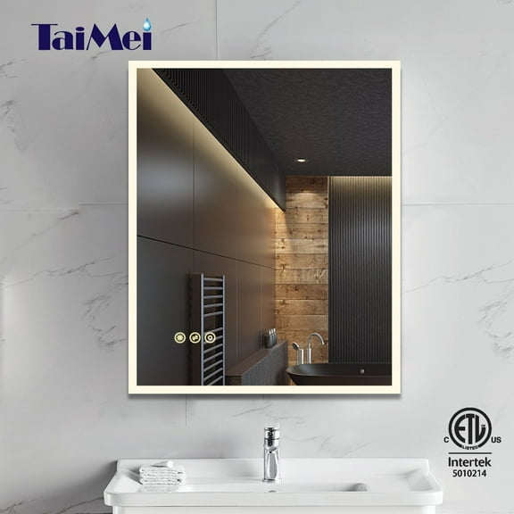Taimei Frameless LED Light Mirror 30" W x 36" H x 1.5 D(MC04-3036SF1) Beveled edges, Touch Screen power on/off, Defogger, elegant design by FOCA US