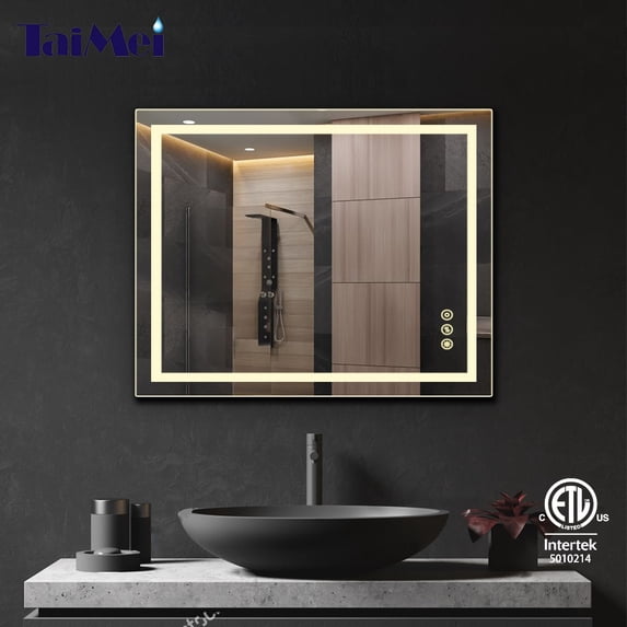 Taimei Frameless LED Light Mirror 30" W x 36" H x 1.5 D(MD04-3036SF1) Beveled edges, Touch Screen power on/off, Defogger, elegant design by FOCA US