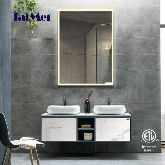 Taimei Frameless LED Light Mirror 48" W x 36" H x 1.5 D(MC04-4836SF2) Beveled edges, Touch Screen power on/off, Defogger, elegant design by FOCA US