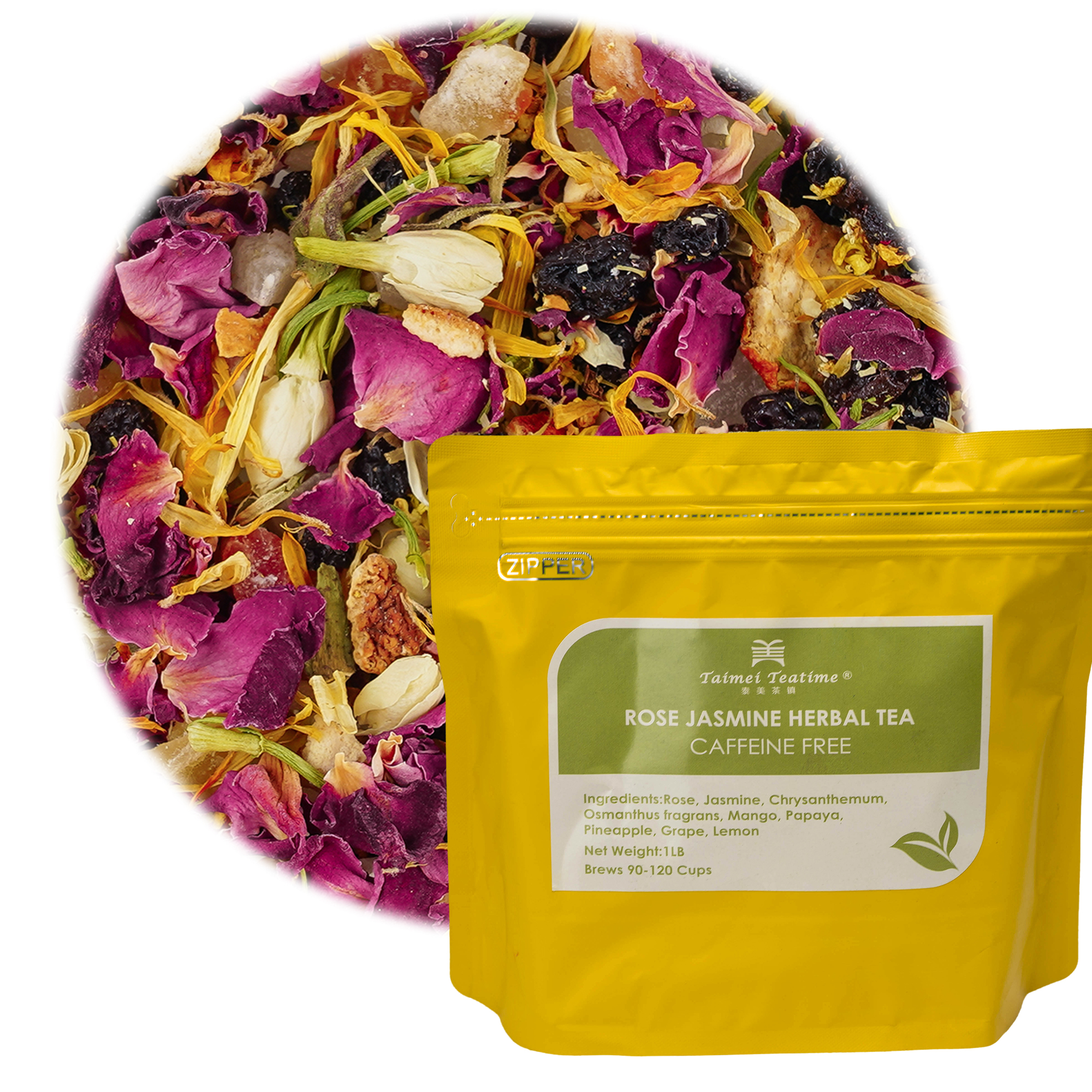 Taimei Teatime Rose Jasmine Herbal Loose Tea Leaves From Germany(1 lb