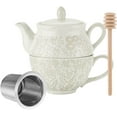 thumbnail image 1 of Taimei Teatime Tea Set for Aduts, Creamy White Ceramic Tea for One Set with Honey Sticker, 15 OZ Teapot with Infuser and Cup Set for Loose Leaf Tea, 1 of 9