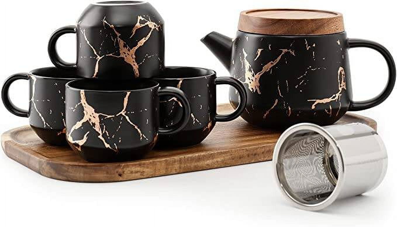 Xtrema 2.5 qt 100% Ceramic Asiana Teapot with Cover (Midnight Black)