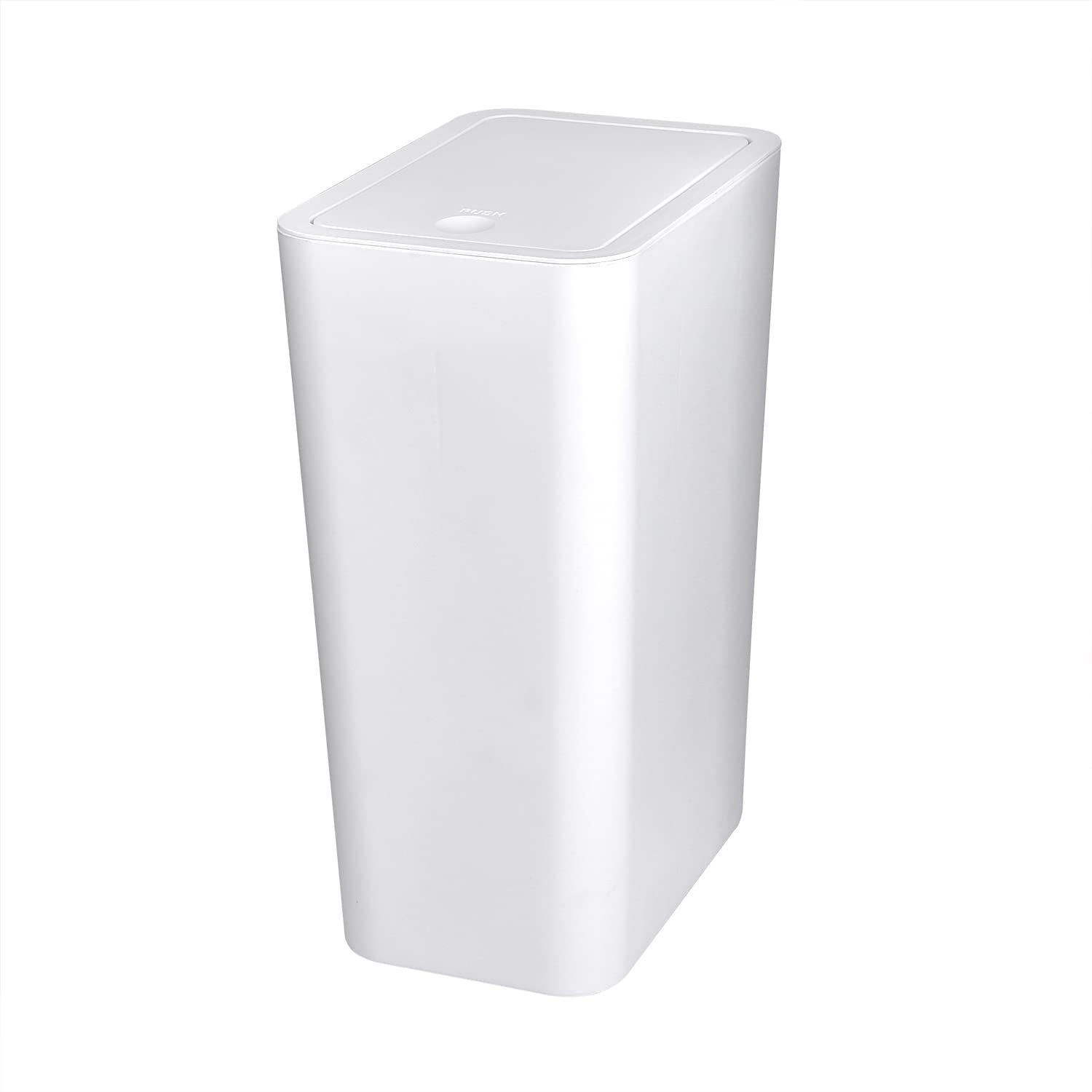 Taimu TM Trash Can, Plastic Trash Can with Press Top Lid for Bathroom,White 3 Gallon Dog Proof ...