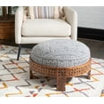 thumbnail image 1 of Taini Round Ottoman Stool, Gray and White Aztec Pattern, 1 of 10