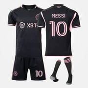 Tainifei Soccer Jerseys for Kids Boys & Girls Number #10 MESSI Printed Jersey Soccer Youth Practice Outfits Football Training Uniforms Black