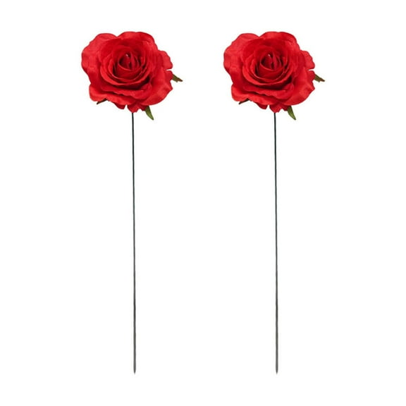 Tainini 2Pcs Red Rose Artificial Flowers, Single Red Rose for Mother's Day Home Decor Centerpieces Party Wedding Anniversary Decorations