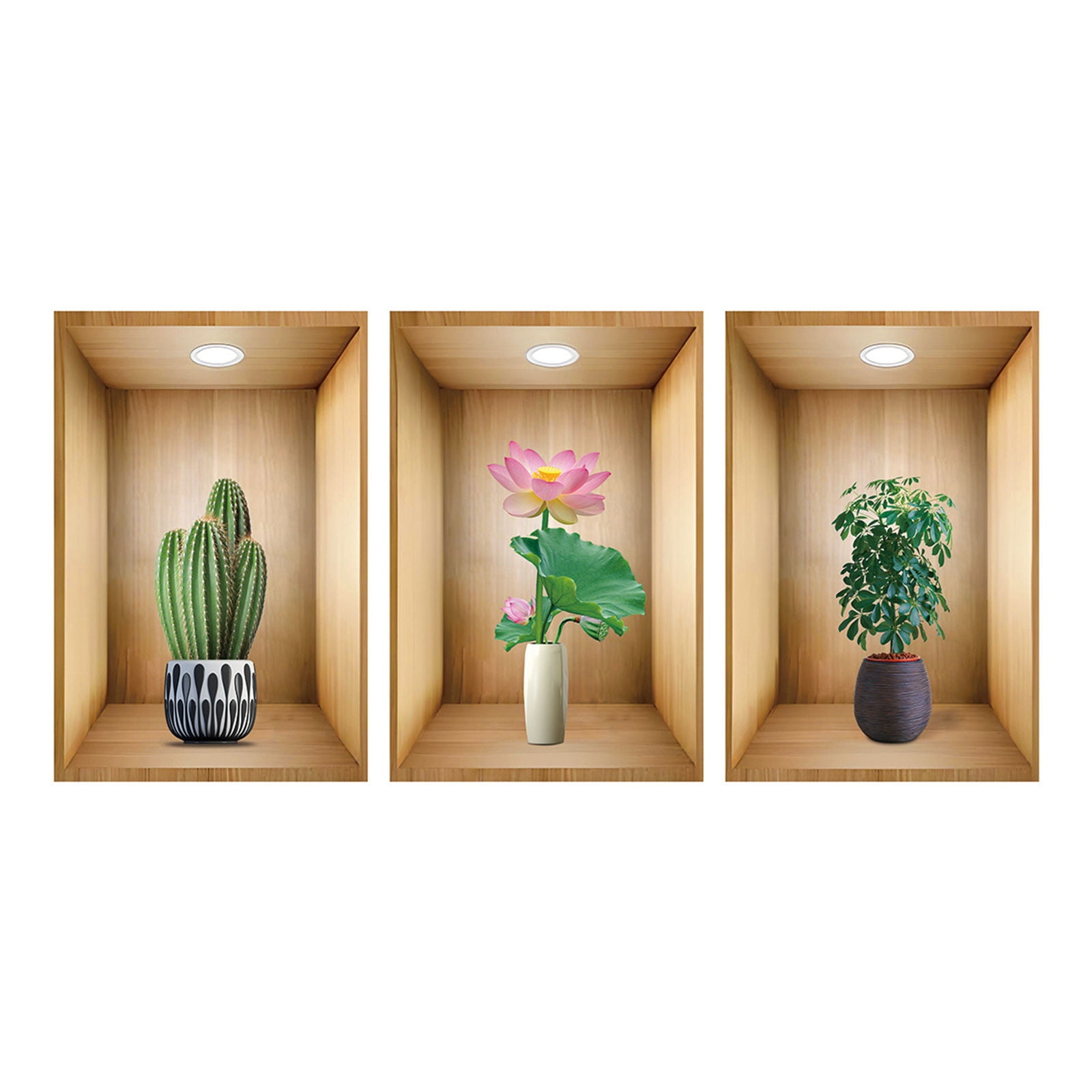 Tainini 3D Vinyl Removable Wall Sticker Decals DIY, Green Plants,Flowers,Tulips, Sunflowers, Aloe vera for Bedroom Living roomOffice decor