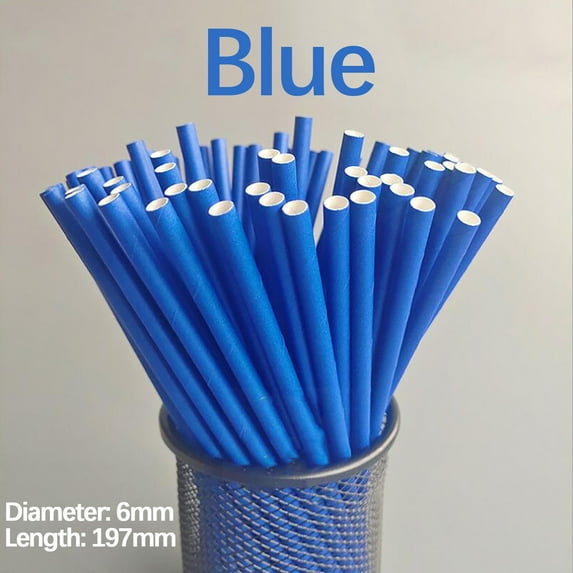 Tainini 50 Pcs Biodegradable Paper Straws co-Friendly Biodegradable Drinking Straws Bulk for Party Supplies, Bridal/Baby Shower, Birthday(Blue)