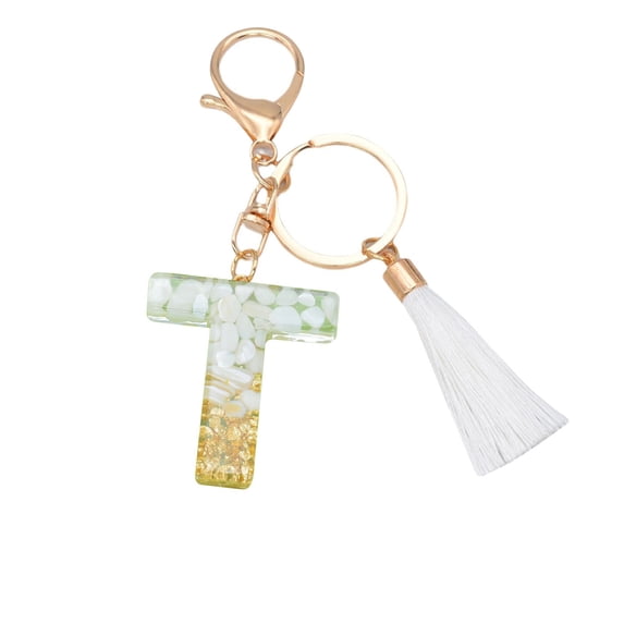 Tainini Backpack Keychains gifts for Women Initial Letter Keychain for Cute Car key White Tassel Bling crystal shiny