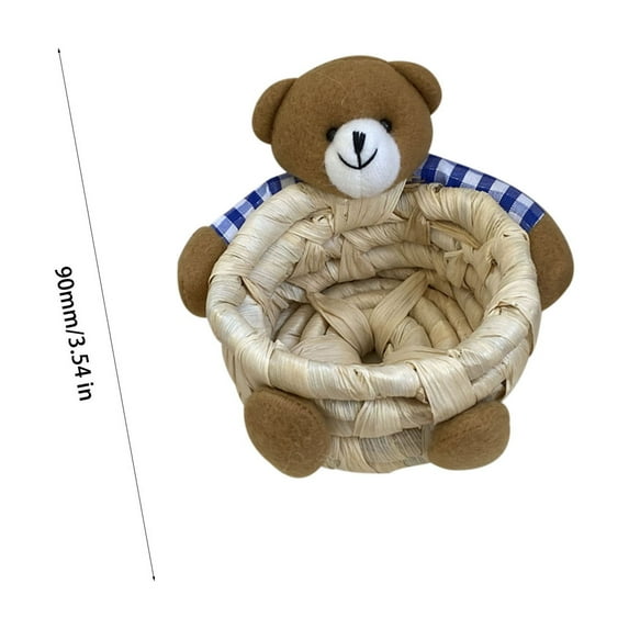 Tainini Bear Woven Laundry Hamper,Cotton Rope Basket, Cute Storage Bin in Bedroom, Nursery & Living Room