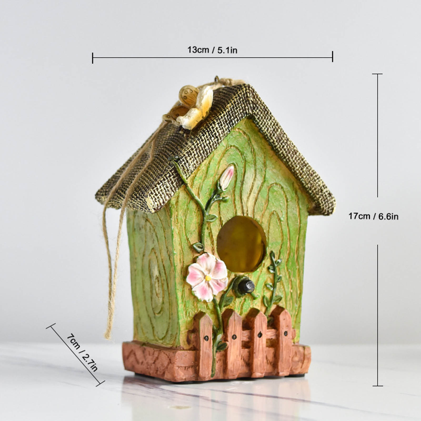 Tainini Bird House ,Outdoor Garden Patio Garden Decorative Handmade Distressed Solid Wood Birdhouse