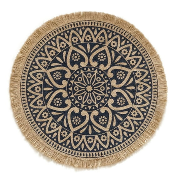 Tainini Bohemian Round Woven Placemats,15 inch Natural Wicker Placemats Rustic Weave Placemats for Dining Table