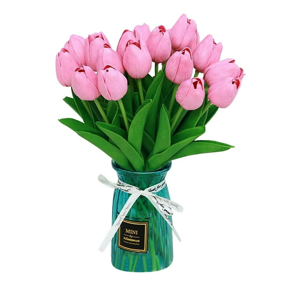 Tainini 20 Pieces Tulip Artificial Flowers Fake Tulips Multi-color Fake Flowers Home Decoration Wedding Party Arrangement Bouquet (Vase Not Included)