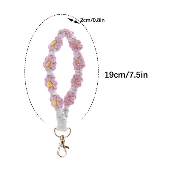 Tainini Bohemian Hand-woven Daisy Flower Keychain Clashing Color Keychain Bracelet Pendant Phone Chain