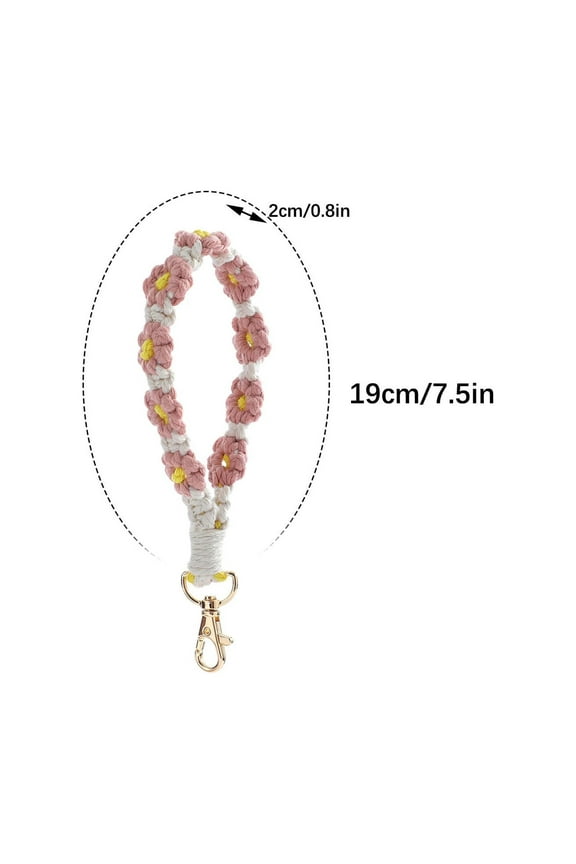 Bohemian Hand-woven Daisy Flower Keychain Clashing Color Keychain Bracelet Pendant Phone Chain
