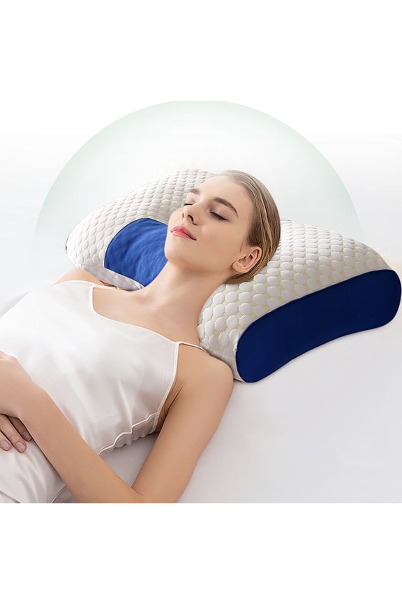 Tainini Cervical Anti Snore Pillows for Sleeping - Neck Support Pillow for Neck & Shoulder Pain Relief - Side, Back, Stomach Sleepers - Blue