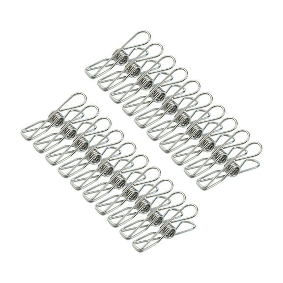 Tainini Clothespins Clips All Metal Stainless Steel No Rust Stains Strong Grip in Heavy Wind 2.16 In 20 Pack Extra Large Do Not Fall Apart Open Wide for Holding Clothes Snack Bag Clamps