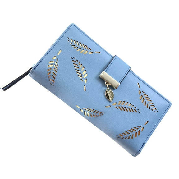 Tainini Hollow Leaf Women's Wallet Long Fashionable Handheld Bag Zipper Buckle Wallet