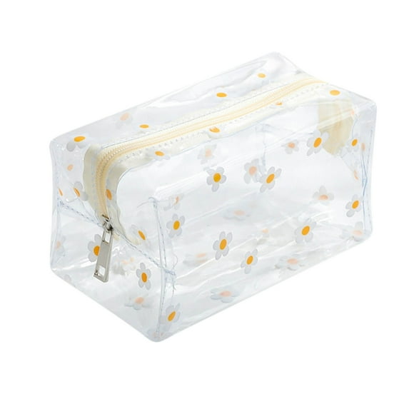 Tainini Makeup Bag Clear Makeup Bag Transparent Travel Portable Mini Wash Storage Bags Flower Print Women Zipper Cosmetic Bag