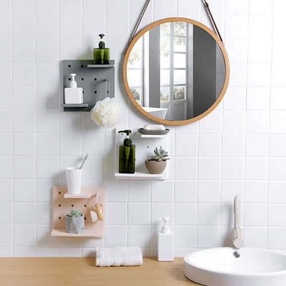 Tainini Plastic Storage Shelf Adhesive Type Wall Mounted Toilet Kitchen Rack