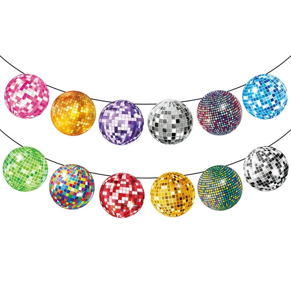 Tainini 12Pcs Colorful Disco Balls Ornaments Hanging Mini Mirror Disco Balls for Disco Themed Party Wedding Christmas Birthday Supplies