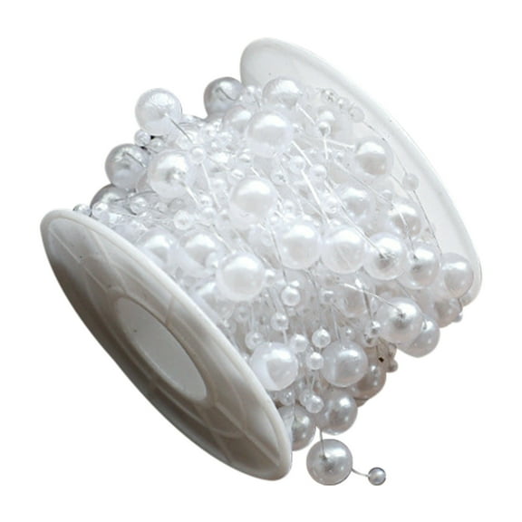 Tainini 16.4ft White Plastic Pearl , Pearl Craft String Bead for Christmas Tree , Wedding Party Supplies Decor