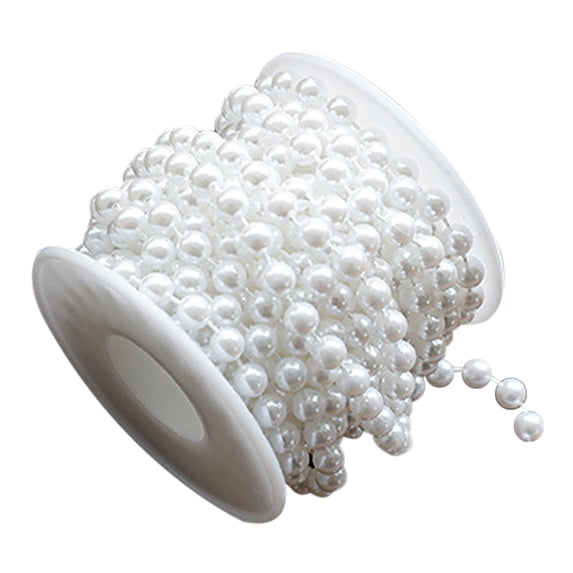 Tainini 16.4ft White Plastic Pearl , Pearl Craft String Bead for Christmas Tree , Wedding Party Supplies Decor