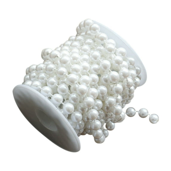 Tainini 16.4ft White Plastic Pearl , Pearl Craft String Bead for Christmas Tree , Wedding Party Supplies Decor