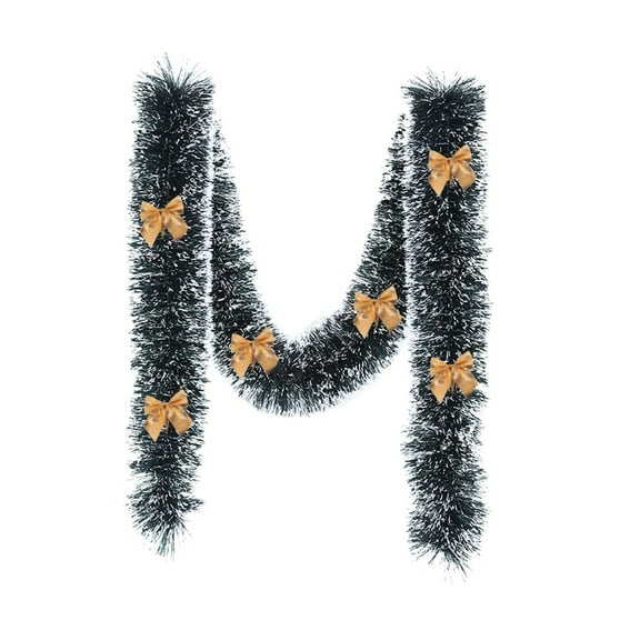 Tainini 16.5 Ft Christmas Tinsel Garland,Green Hanging Metallic Twist Garland with White for Xmas Tree Decorations Wedding Party Supplies