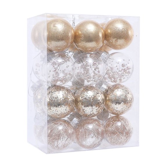 Tainini 24Pcs Glitter Christmas Balls Ornaments Set for Christmas, Holiday, Wreath & Party Decor (Red, Green, Gold)