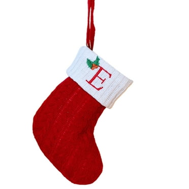 Tainini 26Initials Christmas Stockings , 7.8in Embroidered Letter Knit Red White Christmas Stocking for Family Holiday Xmas Tree Fireplace（A）