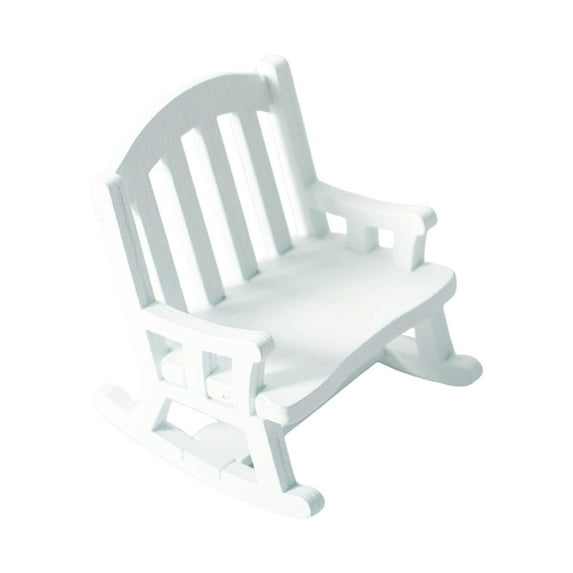 Tainini 2in Dollhouse Miniature Rocking Chair, Wood Home Living Room Scene Christmas Craft Displays (White)