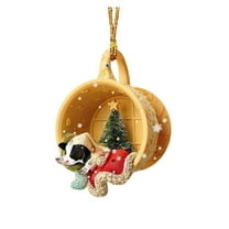 Tainini 3.1in Dog Christmas Tree Ornament,Xmas Gift Hanging for Party Holiday Decor,for Kid