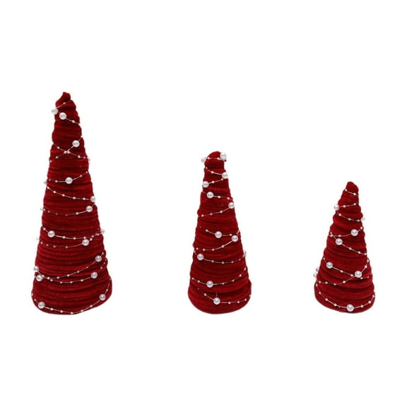 Tainini 3 Pcs Christmas Trees Yarn Trees Red and White for Indoor Room Kitchen Home Tiered Tray Decor