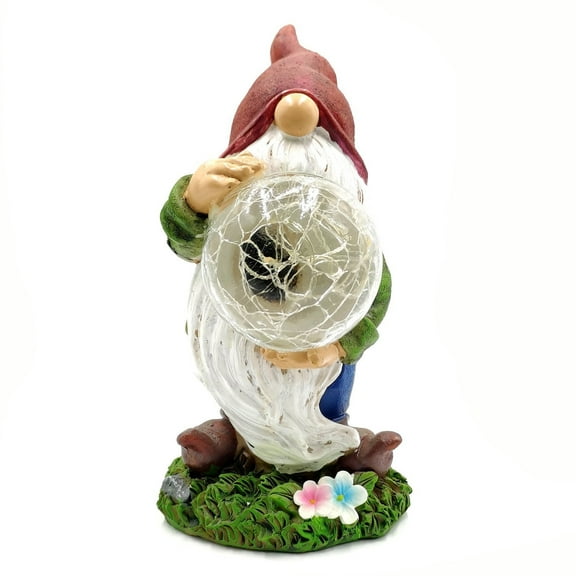 Tainini 8.6in Solar Resin Gnomes Statues with LED Lantern Light for Yard Patio Home Decor, for Mom Women