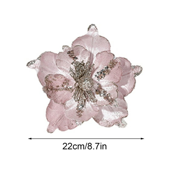 Tainini Artificial Glitter Christmas Flowers , for Christmas Tree Home Party Christmas Decor