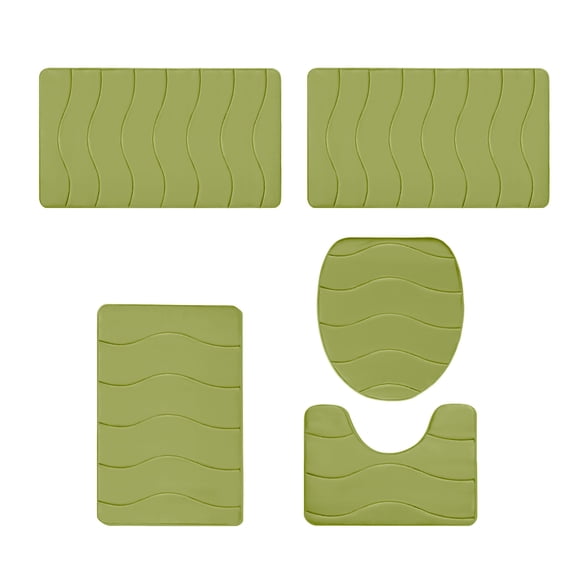 Tainini Bath Mat Set, Bathroom Rugs for 5 Pieces, Toilet Mats, Water Absorption, Non-Slip, Easier to Dry for Floor Mats