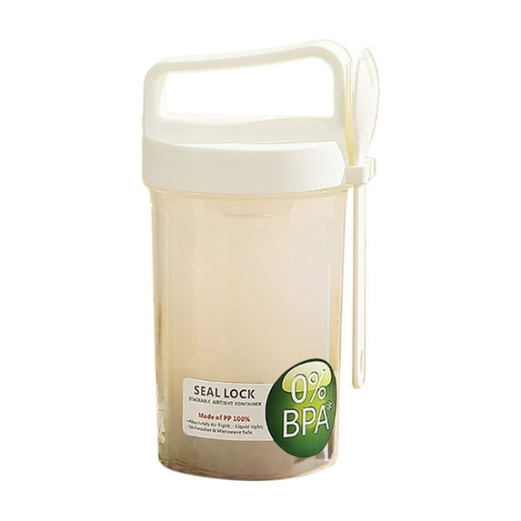 Tainini Cereal Yogurt Cups with Lids and Spoon, Overnight Oats Container, Plastic Milk Jar Breakfast,7.6in