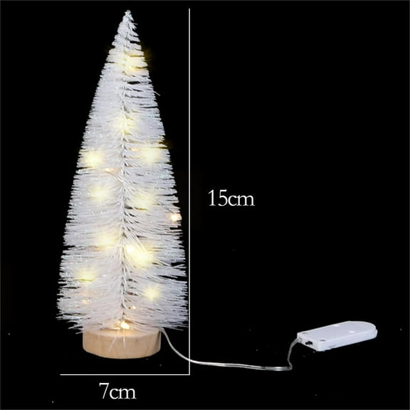 Tainini Christmas Tree 5.9in White Table Xmas Pine Tree with Lights for Home Office Party Holiday Christmas Decor