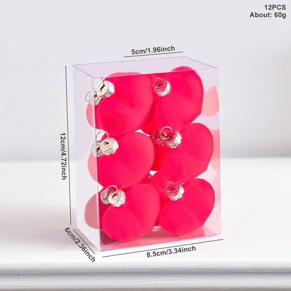 Tainini Christmas Tree Heart Shaped Holiday Balls for Xmas Tree ,Valentine's Day Decor,12Pcs
