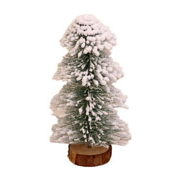 Tainini Desktop Christmas Trees Mini Pine Tree with Snow and Wood Base for Xmas Holiday Party Home Tabletop Decor