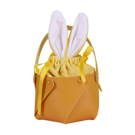Tainini Easter Basket Easter Bunny Bag, with Foldable Ears, Rabbit Tote Bags for Easter Egg Hunts Candy Gifts Storage