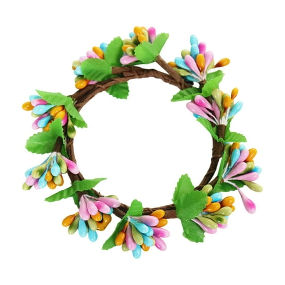 Tainini Easter Candle Rings Wreaths, 4in Spring Berry Candle Holder Rings for Easter Party Table Centerpiece Decor