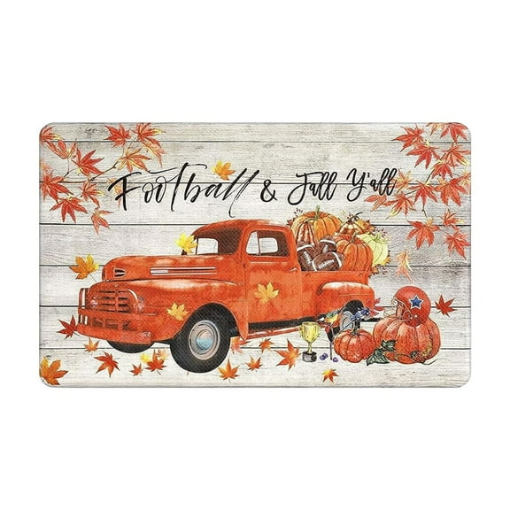 Tainini Fall Front Door Mat, 20×32 Thanksgiving Truck Pumpkin Resist Dirt Doormats,for Home Indoor Outdoor Decor