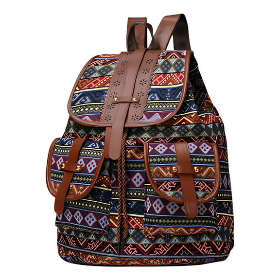 Tainini Vintage Embroidered Backpack Purse for Women Handbag Canvas Shoulder Bag Ethnic Boho Travel Backpack