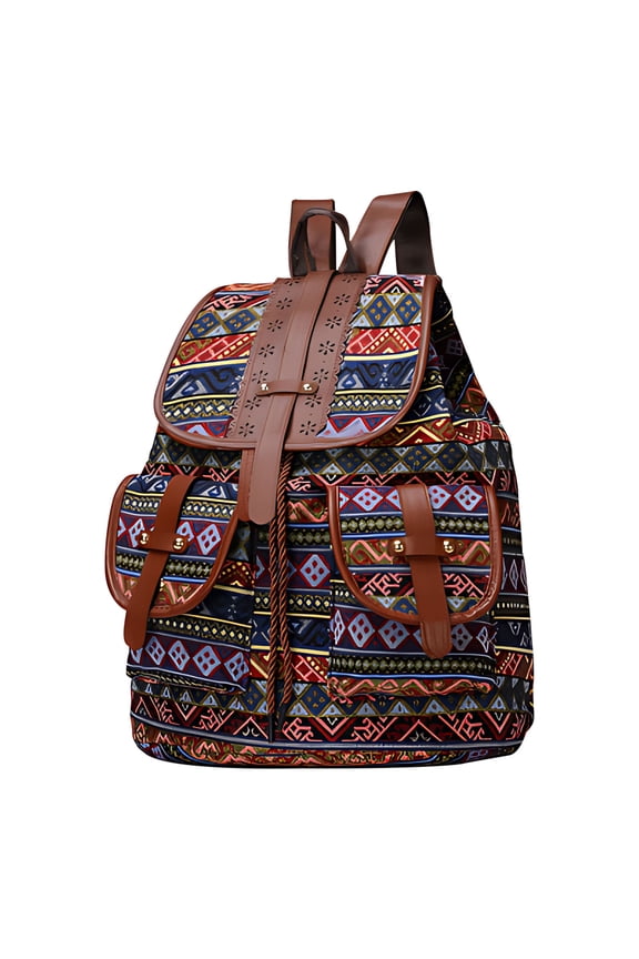 Tainini Vintage Embroidered Backpack Purse for Women Handbag Canvas Shoulder Bag Ethnic Boho Travel Backpack