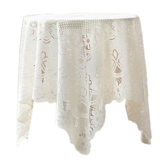 Tainini White Tablecloth ,Fringed Table Cloth/Coffee Table Cloths, Table Covers for Table ,35.4 x35.4“