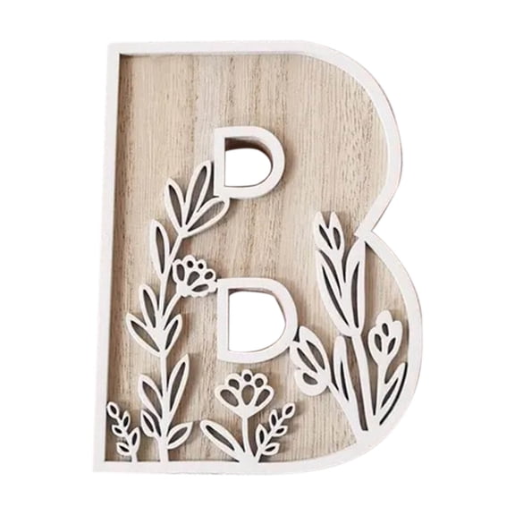 Tainini Wooden B Letters ,Flowered Paintable Wooden Nursery Letters for Birthday Boho Nursery Wedding Home Decor,（7.8in）